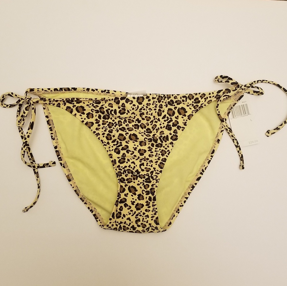Hot Water Leopard Print String Bikini Bottom Large